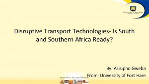 Disruptive Transport Technologies Is South and Southern Africa