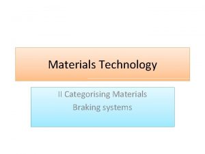 Categorising materials