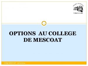 1 OPTIONS AU COLLEGE DE MESCOAT College MESCOAT