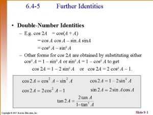 6 4 5 Further Identities DoubleNumber Identities E