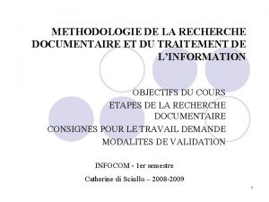 METHODOLOGIE DE LA RECHERCHE DOCUMENTAIRE ET DU TRAITEMENT