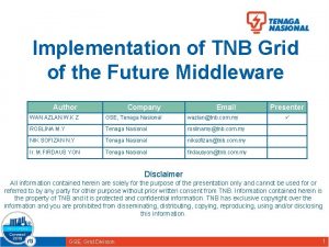 Implementation of TNB Grid of the Future Middleware