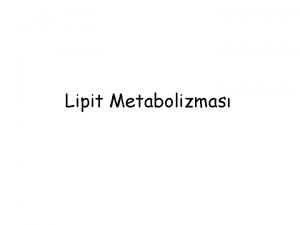 Lipit Metabolizmas Lipit Metabolizmas Lipitlerin Yaplar ve Genel