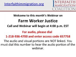 Interfaithimmigration org Welcome to this months Webinar on