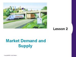 Lesson 2 Market Demand Supply Copyright 2004 SouthWestern