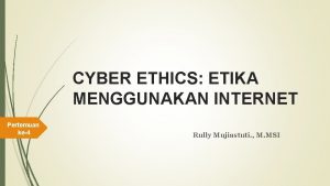 Pengertian cyber ethics