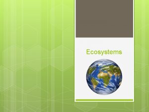 Ecosystems Setting Up Your Journal Title page Ecosystems