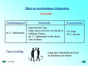 Tnze in verschiedenen Zeitepochen Gavotte Entstehungszeit im 17