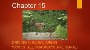 Chapter 15 DRIVING IN RURAL AREAS 80 OF