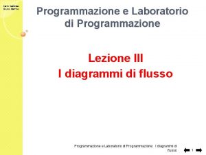 Carlo Gaibisso Bruno Martino Programmazione e Laboratorio di