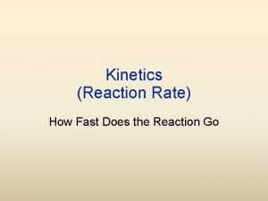 Kinetics Reaction Rate How Fast Does the Reaction