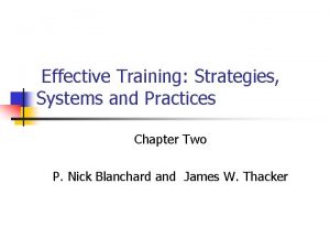 Effective Training Strategies Systems and Practices Chapter Two