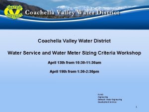 Coachella Valley Water District Water Service and Water