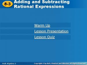 Adding and Subtracting 8 3 Rational Expressions Warm