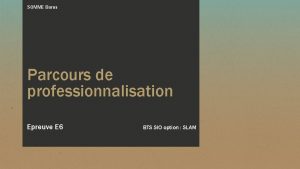 SOMME Boros Parcours de professionnalisation Epreuve E 6