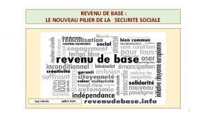 REVENU DE BASE LE NOUVEAU PILIER DE LA