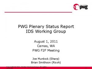 PWG Plenary Status Report IDS Working Group August