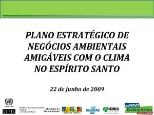 PLANO ESTRATGICO DE NEGCIOS AMBIENTAIS AMIGVEIS COM O