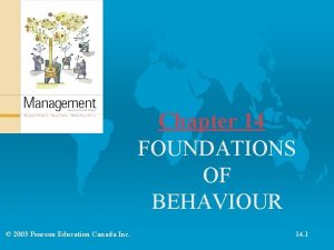 Chapter 14 FOUNDATIONS OF BEHAVIOUR 2003 Pearson Education