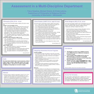 Assessment in a MultiDiscipline Department Tracy Hawkins Michael