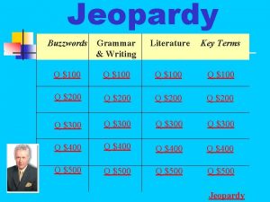 Jeopardy Buzzwords Grammar Writing Literature Key Terms Q