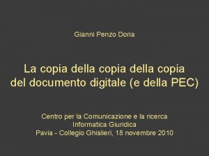 Gianni Penzo Doria La copia della copia del