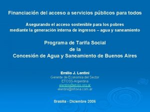 Financiacin del acceso a servicios pblicos para todos