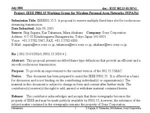 July 2001 doc IEEE 802 15 01307 r