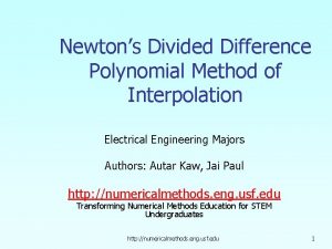 Newtons Divided Difference Polynomial Method of Interpolation Electrical