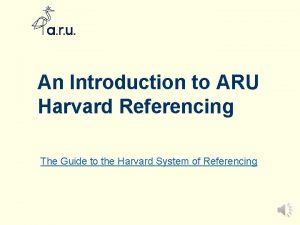 Harvard referencing aru