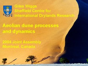 Giles Wiggs Sheffield Centre for International Drylands Research