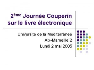 2me Journe Couperin sur le livre lectronique Universit