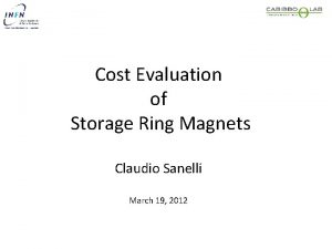 Cost Evaluation of Storage Ring Magnets Claudio Sanelli