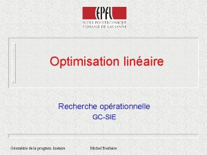 Optimisation linaire Recherche oprationnelle GCSIE Gomtrie de la