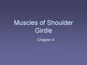 Muscles of Shoulder Girdle Chapter 4 Movements of