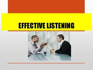 EFFECTIVE LISTENING TIME DEVOTED TO COMMUNICATION SKILLS LISTENING