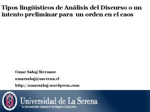 Tipos lingsticos de Anlisis del Discurso o un