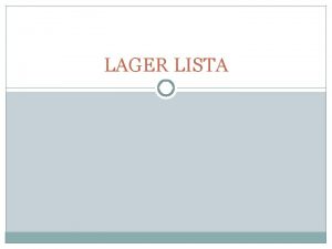 Lager lista