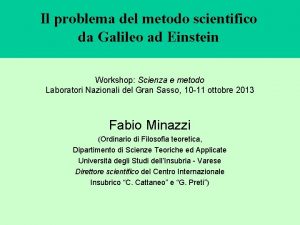 Il problema del metodo scientifico da Galileo ad