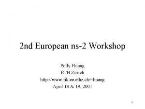 2 nd European ns2 Workshop Polly Huang ETH