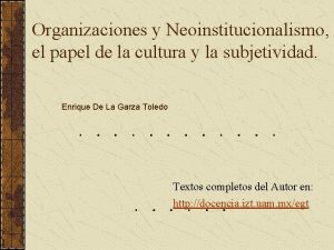 Organizaciones y Neoinstitucionalismo el papel de la cultura