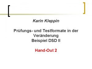 Karin Kleppin Prfungs und Testformate in der Vernderung