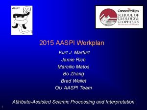 AASPI 2015 AASPI Workplan Kurt J Marfurt Jamie