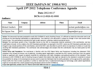 IEEE Dy SPANSC 1900 6 WG April 19