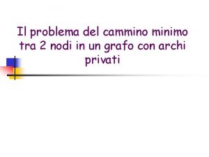 Il problema del cammino minimo tra 2 nodi