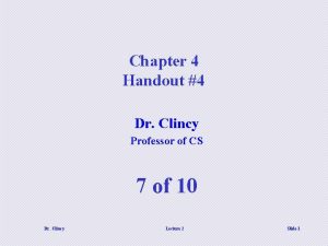 Chapter 4 Handout 4 Dr Clincy Professor of