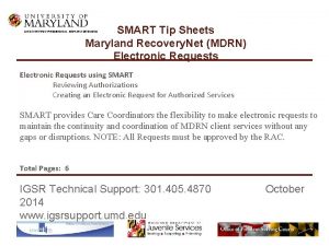 SMART Tip Sheets Maryland Recovery Net MDRN Electronic