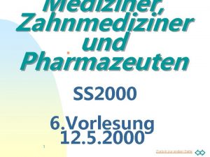 Mediziner Zahnmediziner und Pharmazeuten n SS 2000 1