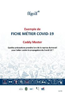 Exemple de FICHE MTIER COVID19 Caddy Master Quelles