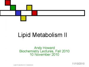 Lipid Metabolism II Andy Howard Biochemistry Lectures Fall